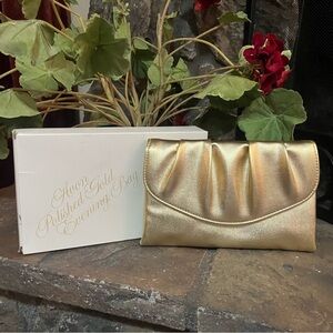 Vintage 1970s Avon NIB DEADSTOCK Gold Metallic Clutch purse Bag